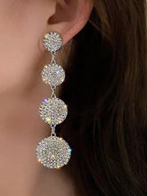 Needle Stone Geometric Circle S925 Silver Drop Earrings